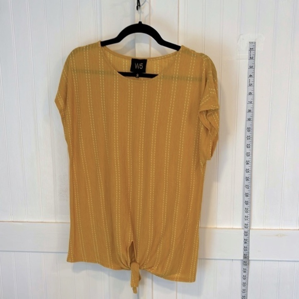anthropology brand W5 yellow w/ white stripes, bottom tie top size L